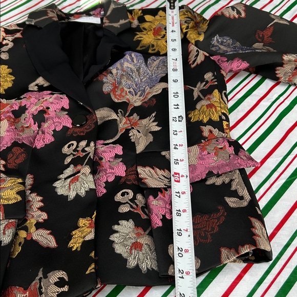 Carlisle New York floral jacquard blazer black multicolor size 6 - Picture 12 of 13